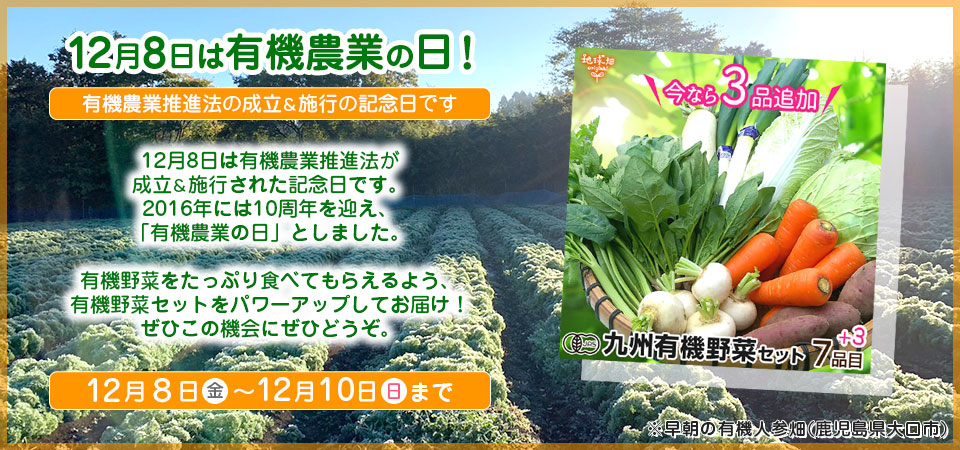 【キャンペーン情報】地球畑オンラインショップ「有機野菜セット」増量します！